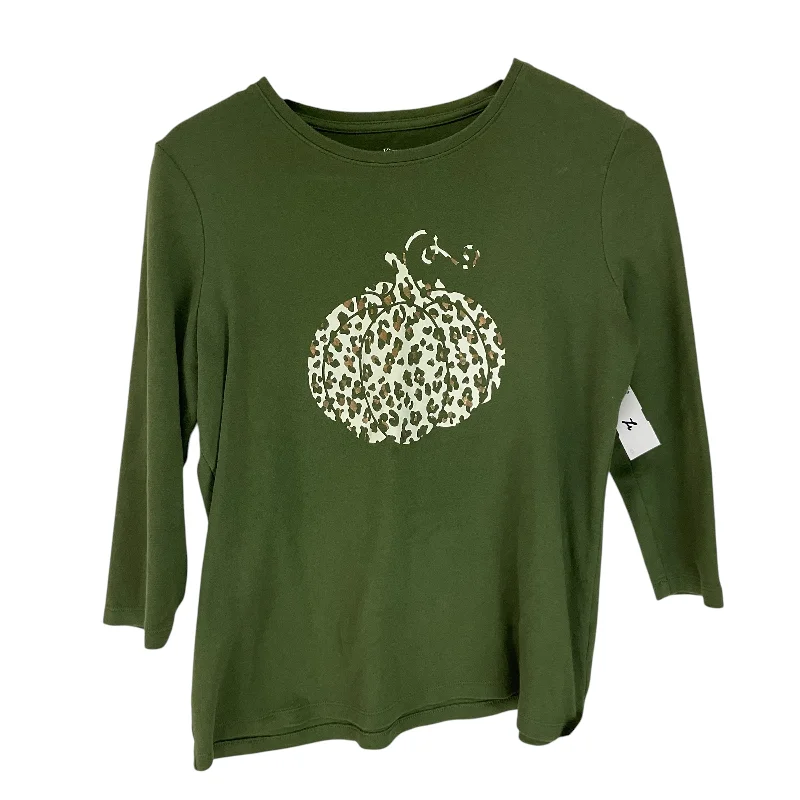 Comfortable Style Top Long Sleeve By Kim Rogers In Green, Size: M