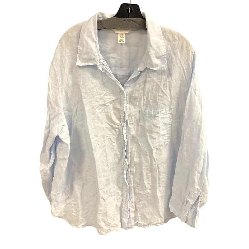 Trendy Comfort Top Long Sleeve By H&m In Blue, Size: 2x