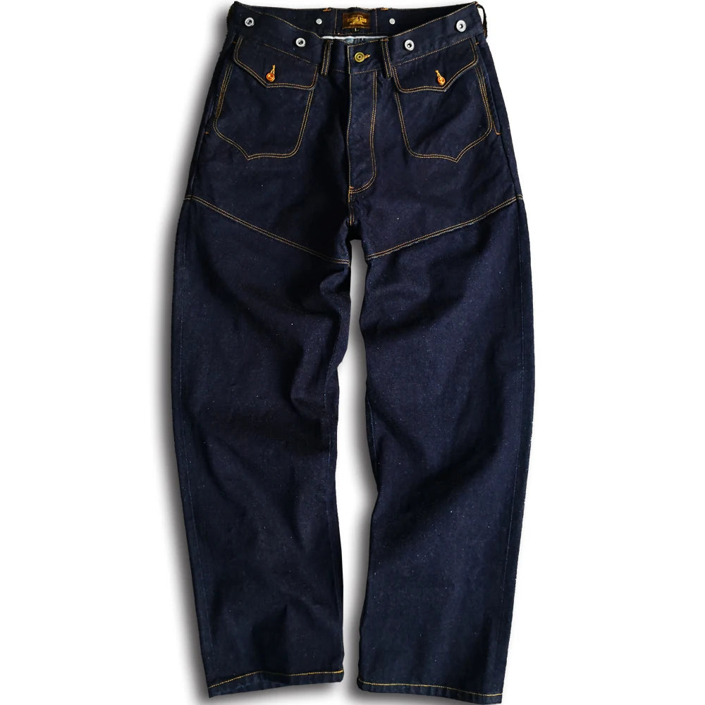Cozy Essentials Vintage Men's Denim Wide Leg Cargo Jeans - High Waist Loose Straight Trousers