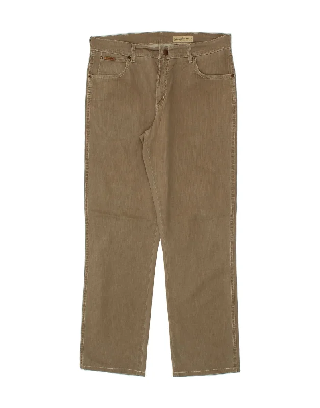 Cozy Apparel WRANGLER Mens Texas Stretch Straight Casual Trousers W36 L32  Brown Cotton