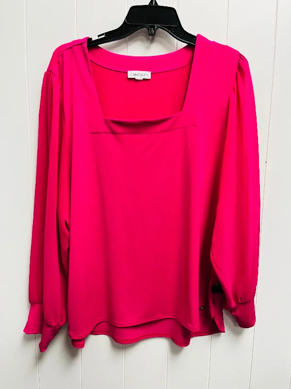 Relaxed Pants Top Long Sleeve By Calvin Klein In Pink, Size: Xl