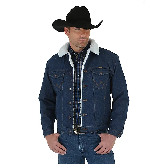 Sporty Chic Wrangler Denim Sherpa Lined Coat
