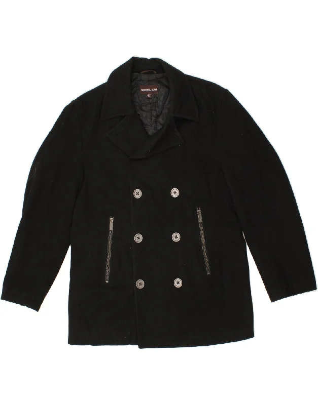 Cozy Apparel MICHAEL KORS Mens Double Breasted Coat UK 40 Large Black Wool