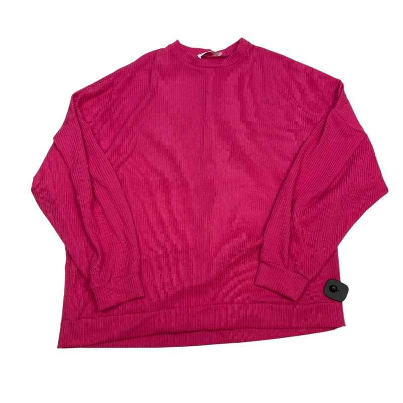 Fashion Comfort Top Long Sleeve Basic By Phierce Fashions In Pink, Size: M