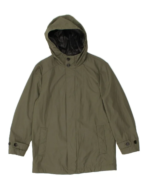 GEOX Mens Hooded Rain Jacket UK 38 Medium Khaki Polyester