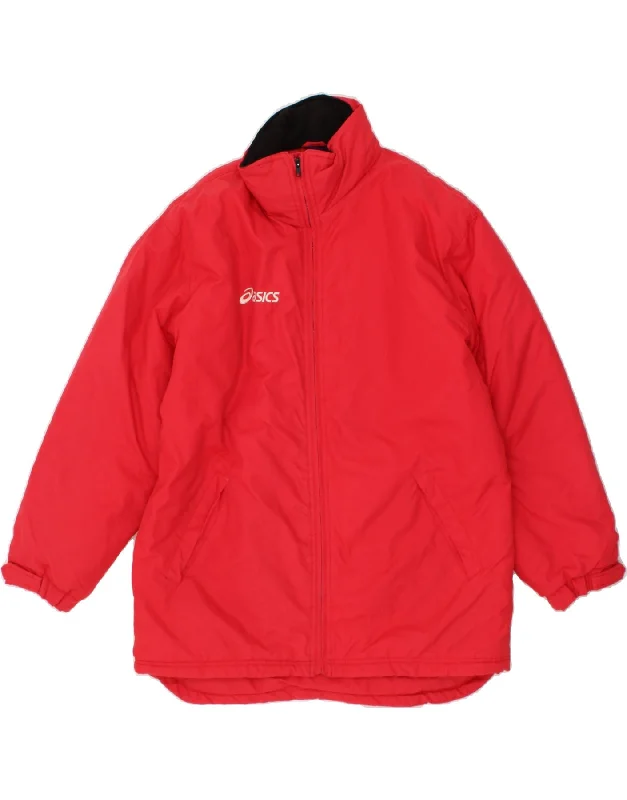 ASICS Mens Hooded Rain Jacket UK 42 XL Red Nylon