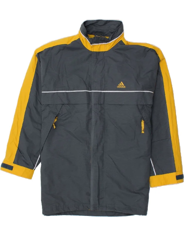 ADIDAS Mens Rain Jacket UK 44/46 Large Grey Colourblock Polyester