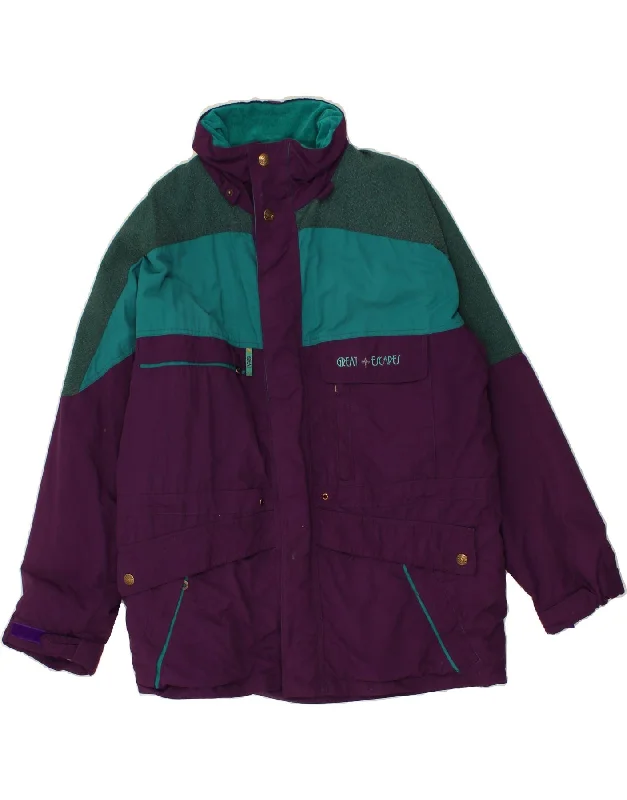 GREAT ESCAPES Mens Windbreaker Jacket UK 42 XL Purple Colourblock