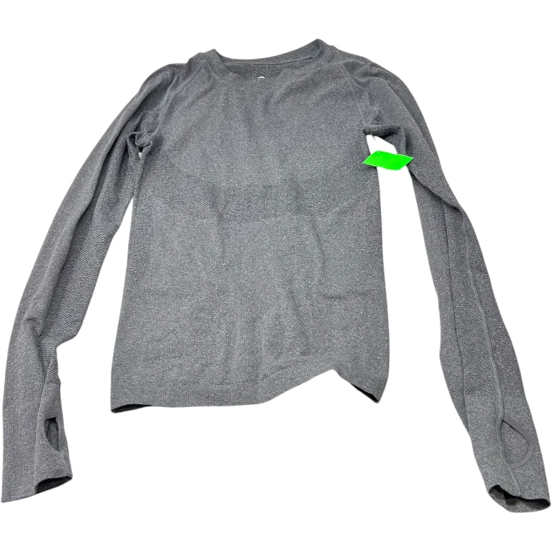 Relaxed Wear Athletic Top Long Sleeve Crewneck By Climate Wear In Grey, Size: M