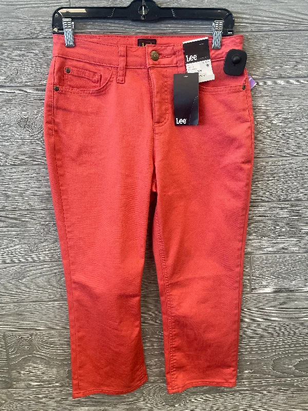 Everyday Comfort Orange Denim Jeans Straight Lee, Size 8
