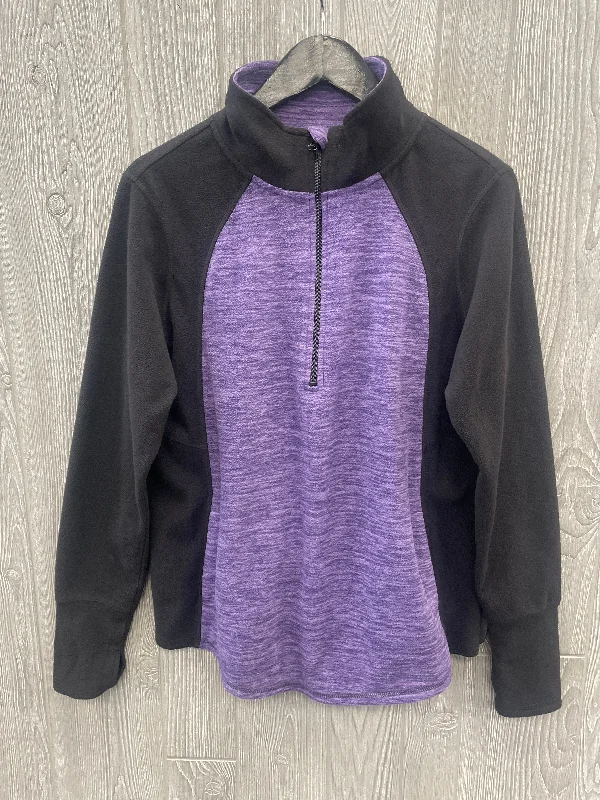 Practical Clothing Athletic Top Long Sleeve Collar By St Johns Bay In Purple, Size: M