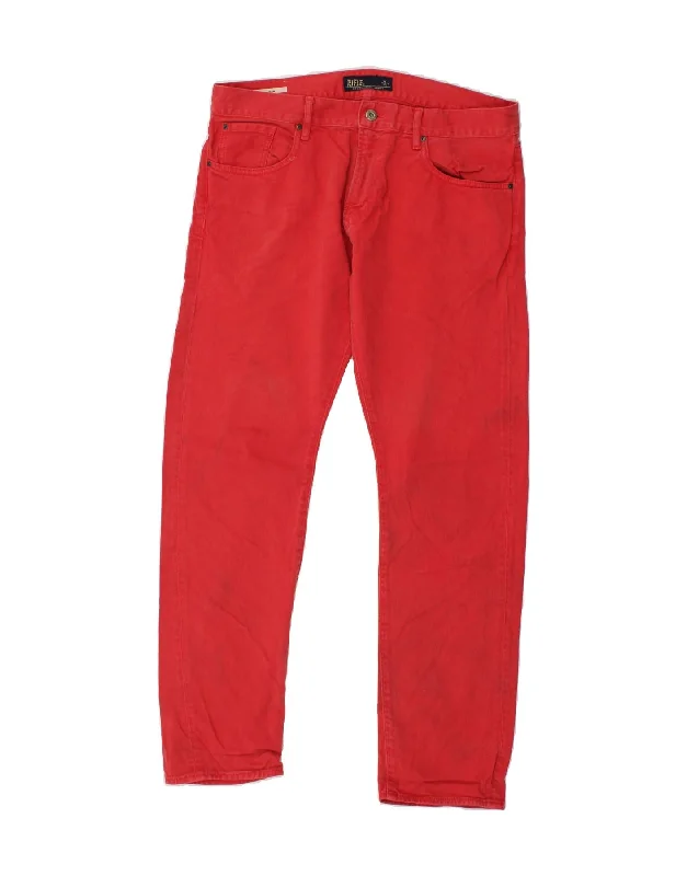 Versatile Style RIFLE Mens Straight Jeans W34 L31 Red Cotton