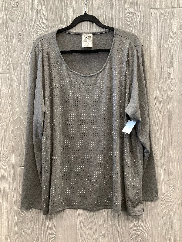 Modern Apparel Top Long Sleeve By Vocal In Grey, Size: 3x