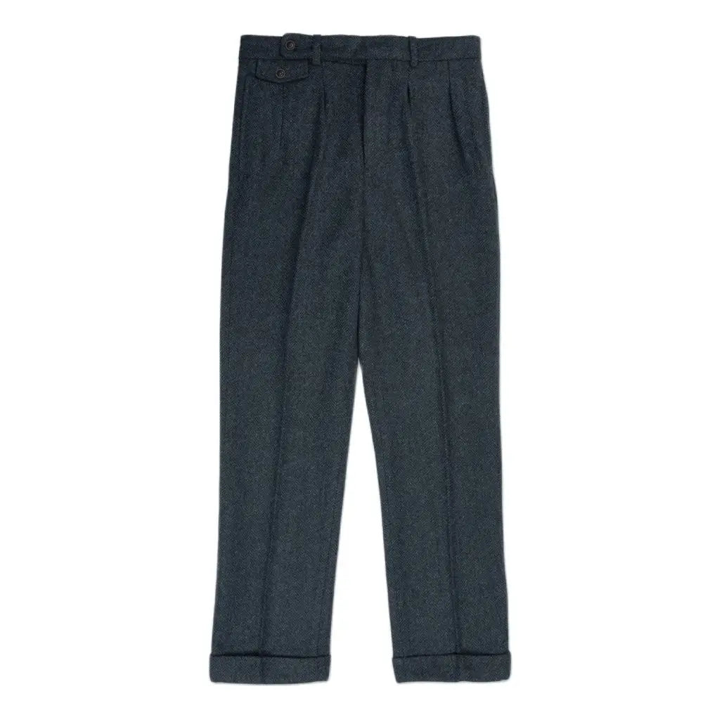 Functional Wear Men's Tweed High Waist Straight Pants - Classic Wool Trousers