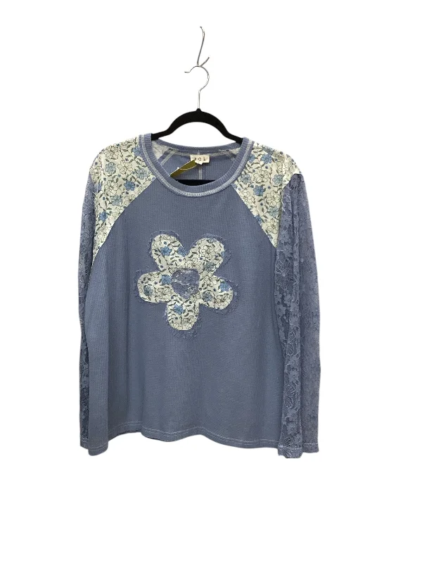Functional Fashion Top Long Sleeve By Pol In Blue, Size: L