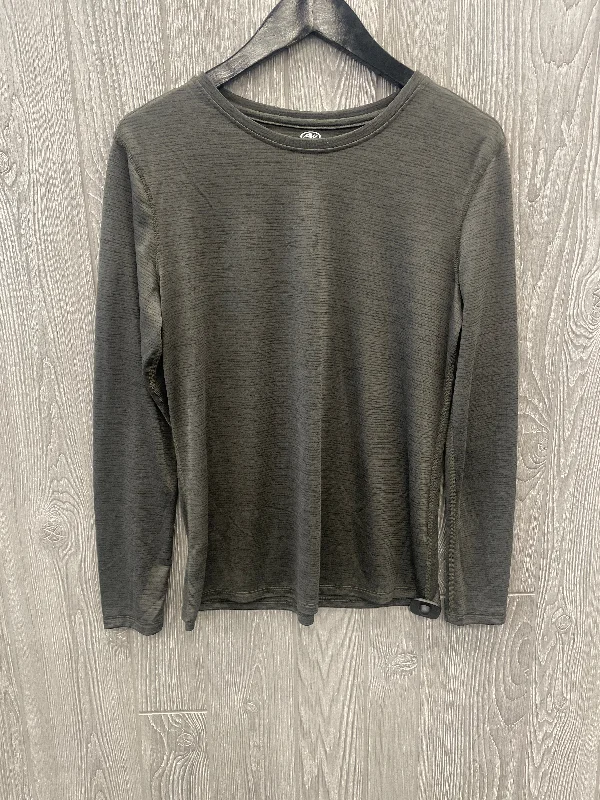 Relaxed Denim Athletic Top Long Sleeve Crewneck By Athletic Works In Olive, Size: S