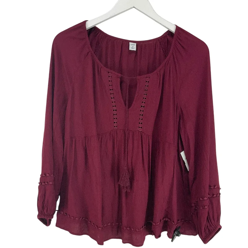 Comfy Apparel Top Long Sleeve By Old Navy In Red, Size: M