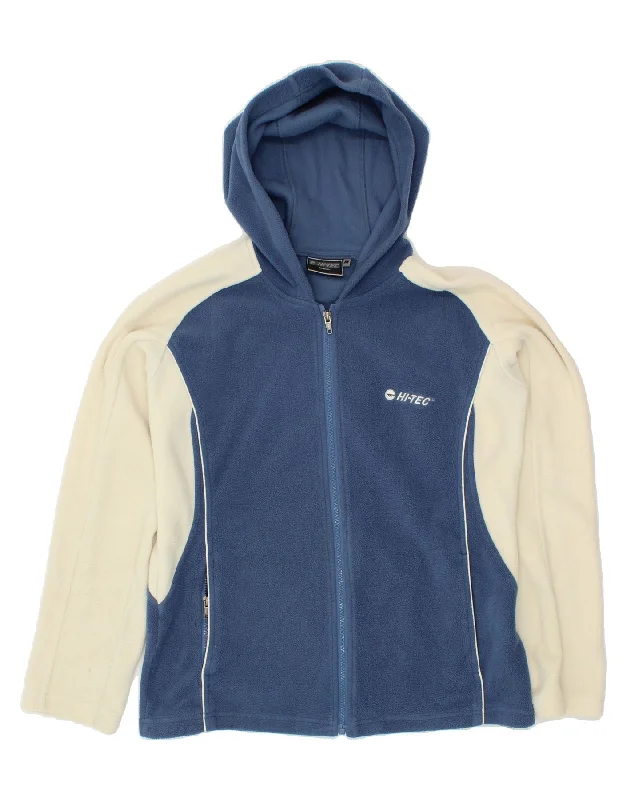 HI-TEC Mens Hooded Fleece Jacket UK 38 Medium Blue Colourblock Polyester