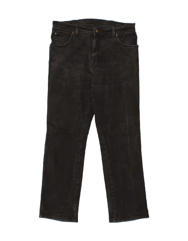 WRANGLER Mens Straight Jeans W36 L32 Black Cotton