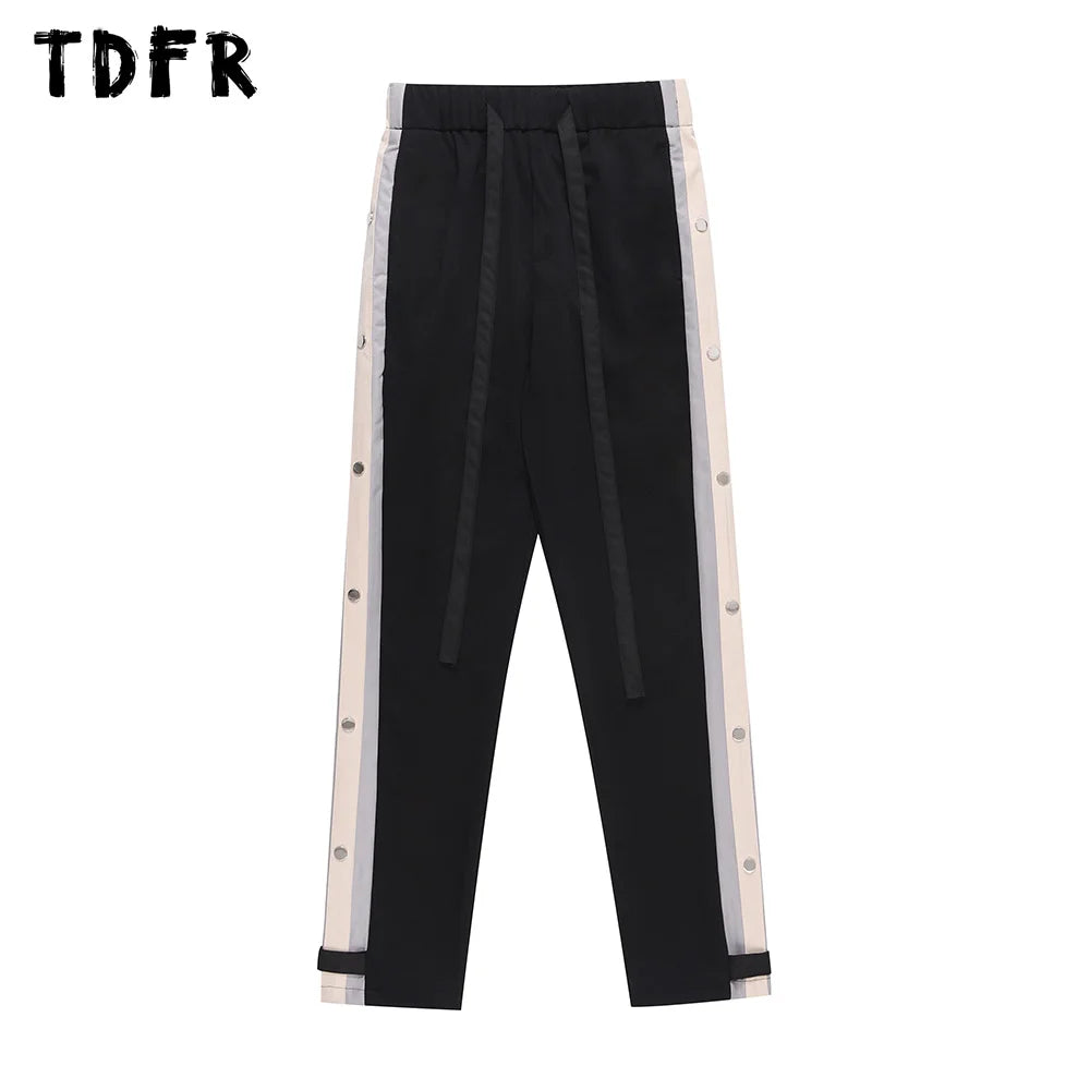 Fashion Comfort Contrast Paneled Casual Pants with Rivets - Loose Streetwear Wide Leg Trousers Fashion Comfort Contrast Paneled Casual Pants with Rivets - Loose Streetwear Wide Leg Trousers