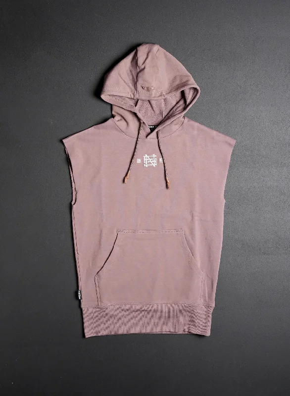 Casual Denim EMB SLEEVELESS HOODIE - EARTH