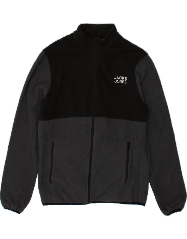 Easygoing Fashion JACK & JONES Mens Fleece Jacket UK 40 Large Grey Colourblock Polyester