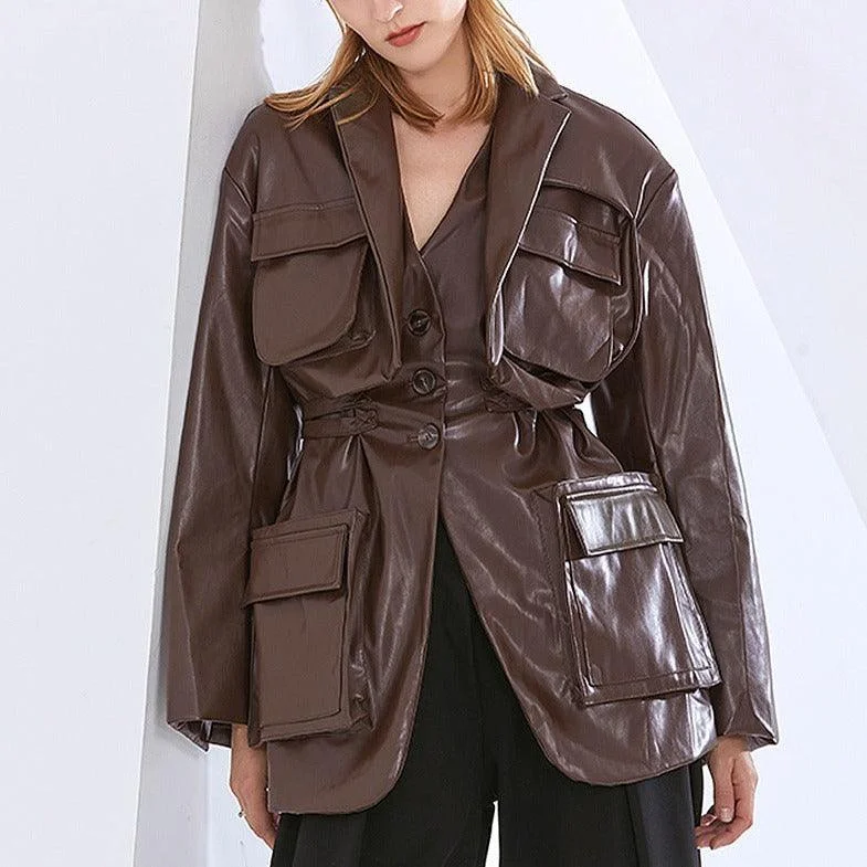 Luxury Comfort Women  Long Sleeve  Lace Up High Blazers