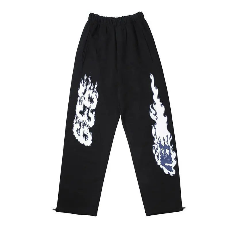 Flame Printed Sports Pants Women's Loose Pants Casual Street Dance Jazz Sweatpants