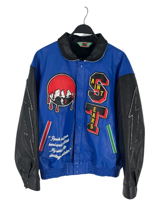 Soft Fabrics SAINT MICHAEL/DENIM TEARS/Leather Jkt/XL/Leather/BLU/HOLY GRAIL LEATHER JACKET Soft Fabrics SAINT MICHAEL/DENIM TEARS/Leather Jkt/XL/Leather/BLU/HOLY GRAIL LEATHER JACKET