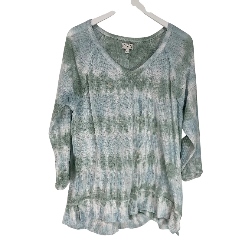 Premium Fabric Top Long Sleeve Basic By Wonderly In Tie Dye Print, Size: M