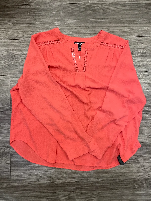 Smart Wear Top Long Sleeve By Liz Claiborne In Coral, Size: 1x