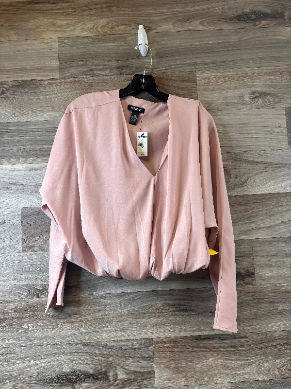 Everyday Wear Top Long Sleeve By Express In Mauve, Size: M