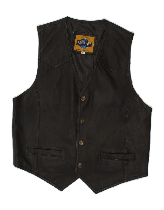 Modern Apparel JOHN F GEE Mens Leather Waistcoat Small Black Leather