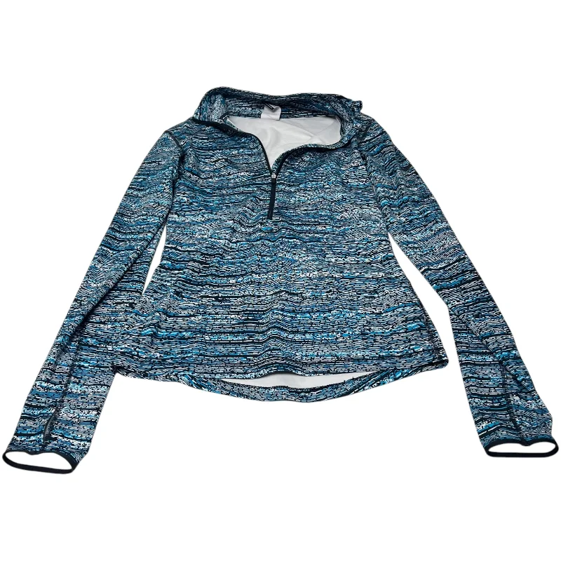 Relaxed Pants Athletic Top Long Sleeve Collar By Nike Apparel In Blue, Size: S