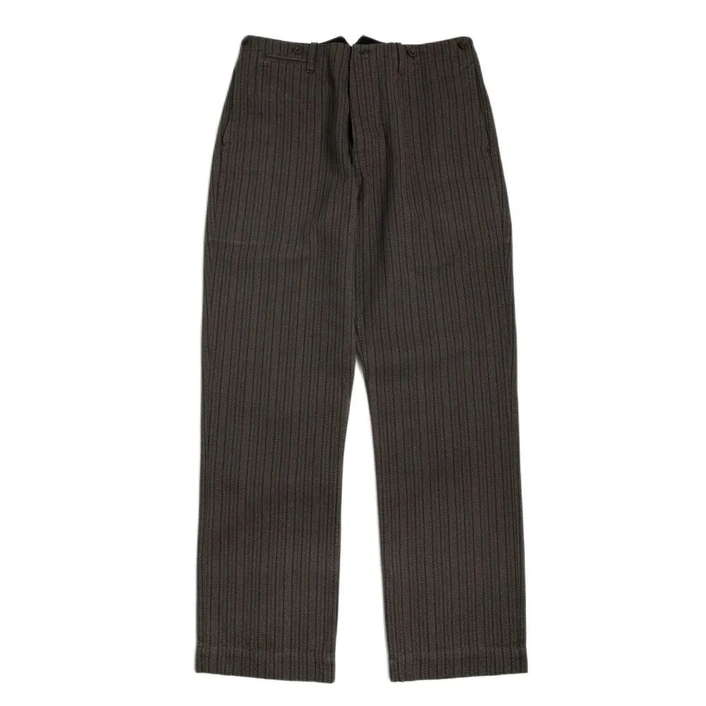 Men's Salt Pepper Striped Tweed Pants - High Waist French Vintage Style