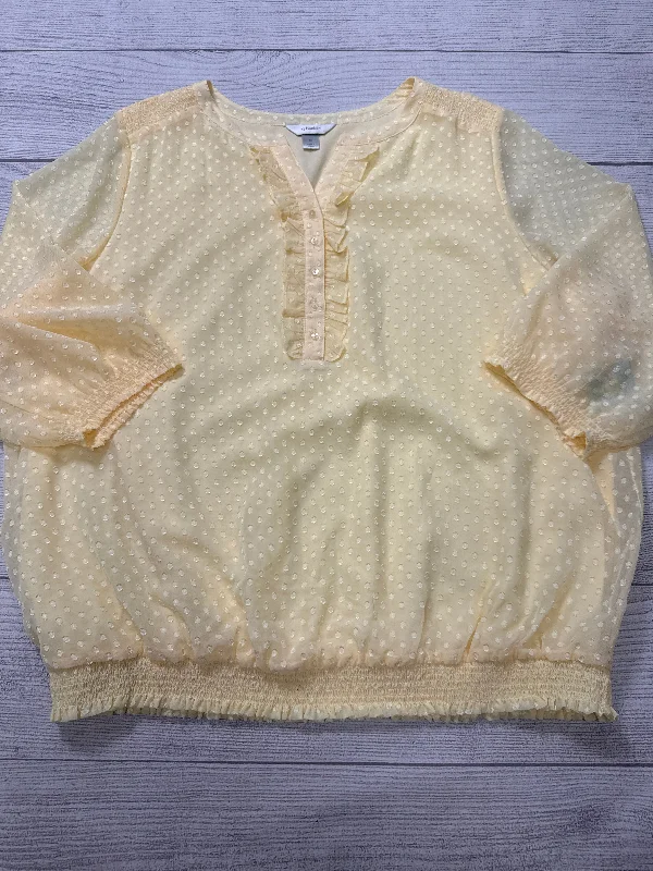 Versatile Wardrobe Top Long Sleeve By Cj Banks In Yellow, Size: 3x