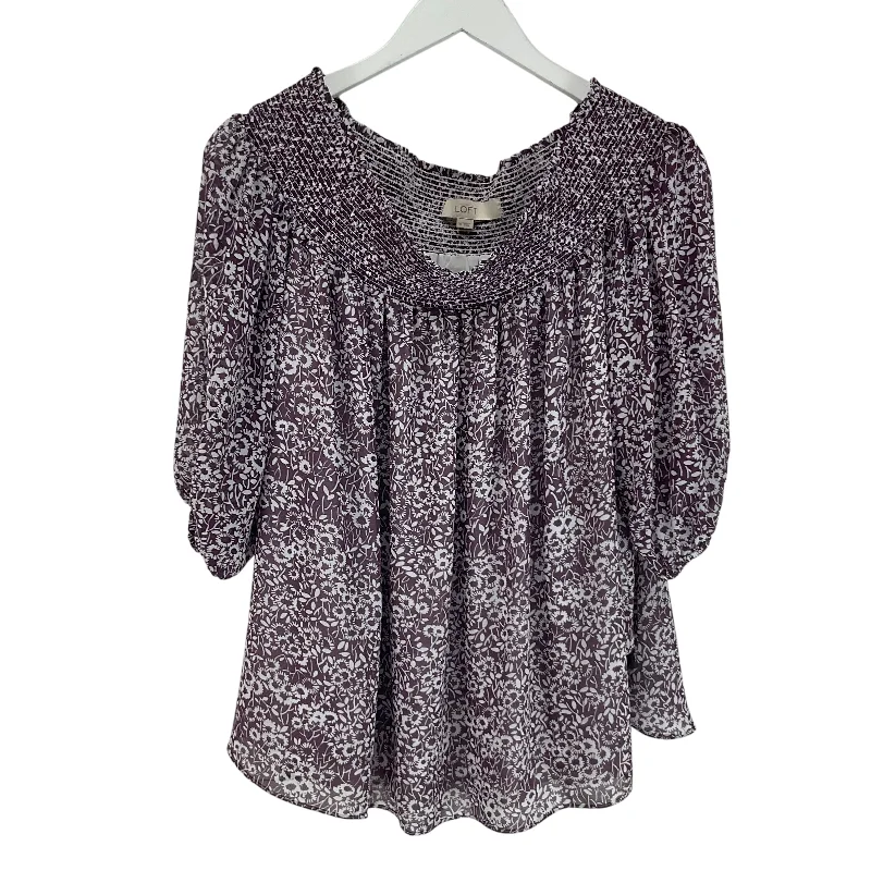 Easygoing Fashion Top Long Sleeve By Loft In Purple, Size: M