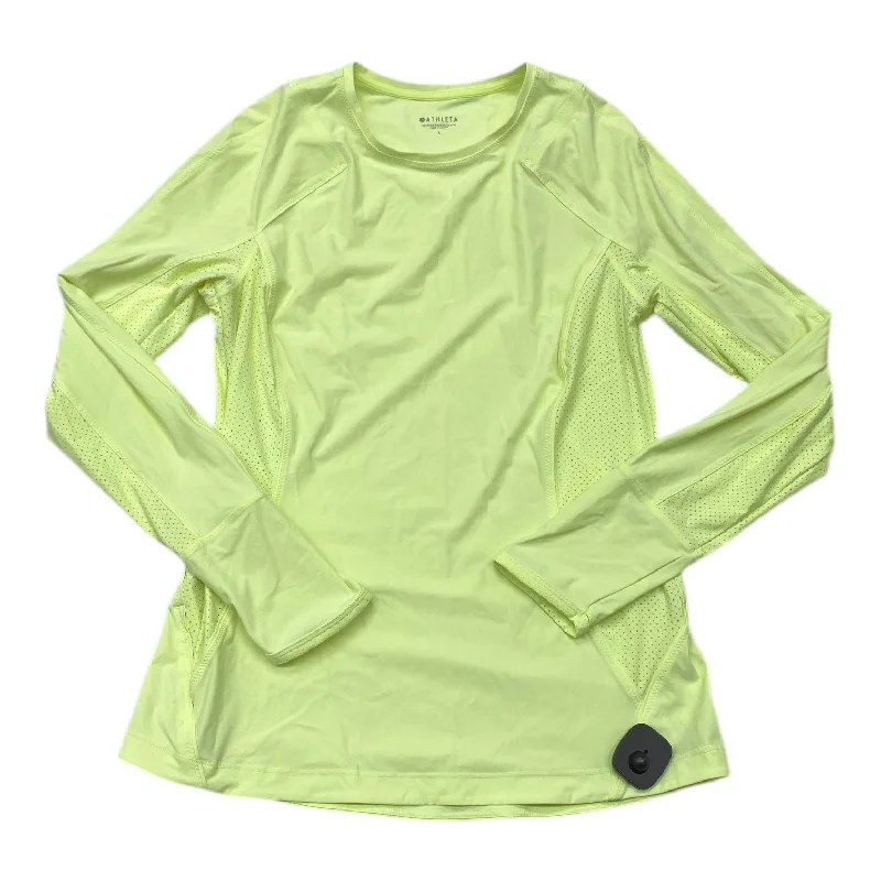 Fashion Basics Athletic Top Long Sleeve Crewneck By Athleta In Yellow, Size: L
