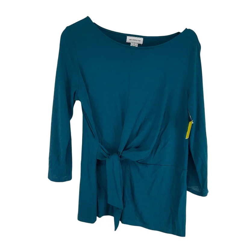 Active Gear Top Long Sleeve By Liz Claiborne In Blue, Size: M