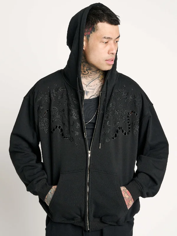 Embroidered Relics Zip Up Hoodie