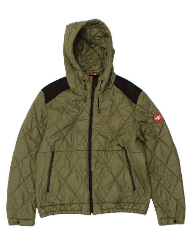 Comfy Jackets MURPHY & NYE Mens Hooded Bomber Quilted Jacket UK 44 2XL Green Colourblock