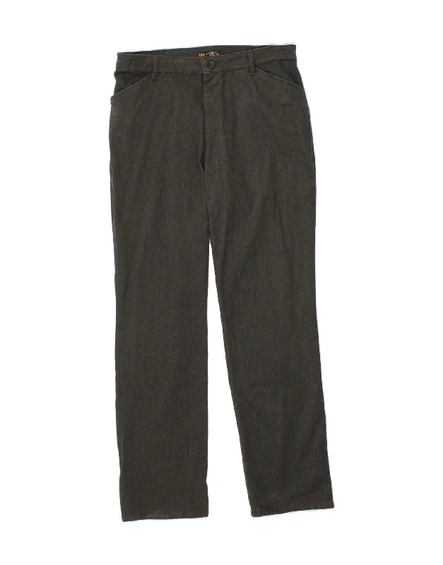 Relaxed Fit LEE Mens Mid Rise Straight Casual Trousers US 12 Large W30 L31 Grey Cotton
