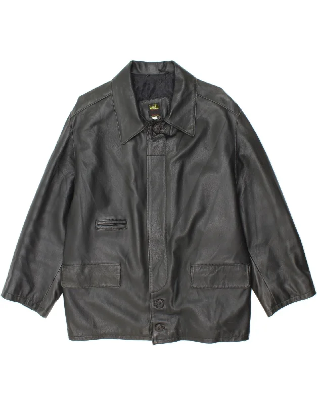 Trendy Apparel VINTAGE Mens Leather Jacket IT 50 Large Black