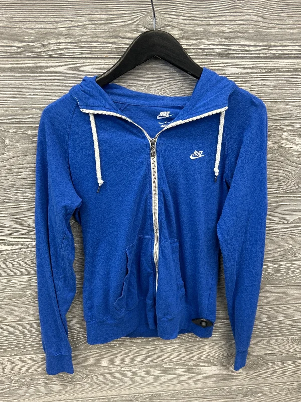 Effortless Comfort Athletic Top Long Sleeve Hoodie By Nike In Blue, Size: M