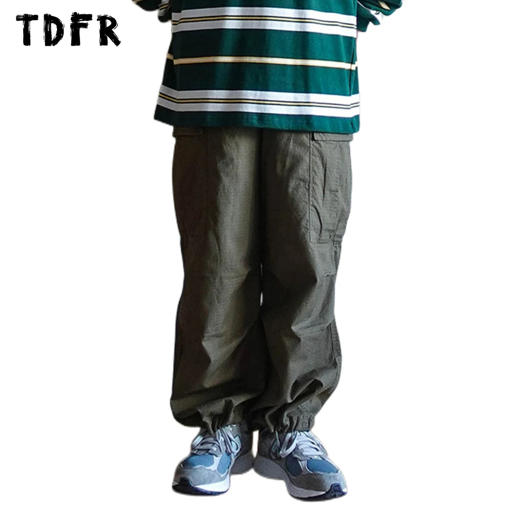Casual Outfit Cargo Joggers Pants with Drawstring Elastic Waist - Safari Style