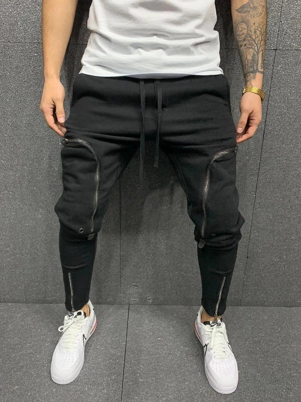Effortless Comfort Mens Zipper Pockects Casual Pants