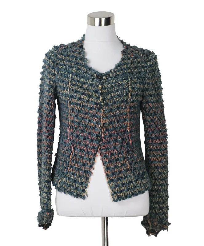 Chanel Blue Woven Denim Jacket sz 6