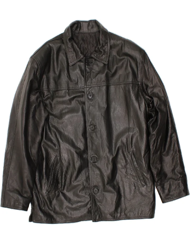 Modern Apparel VINTAGE Mens Leather Jacket UK 42 XL Black Leather