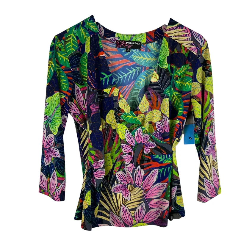 Modern Style Top Long Sleeve By Peck And Peck In Multi-colored, Size: M