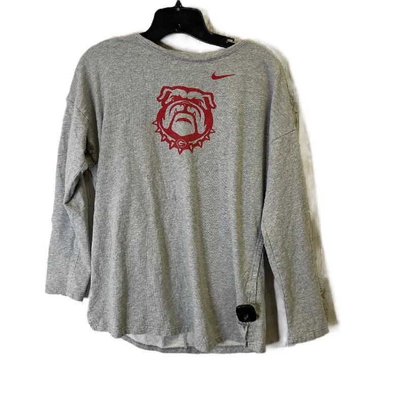 Athletic Top Long Sleeve Crewneck By Nike Apparel In Grey, Size: L